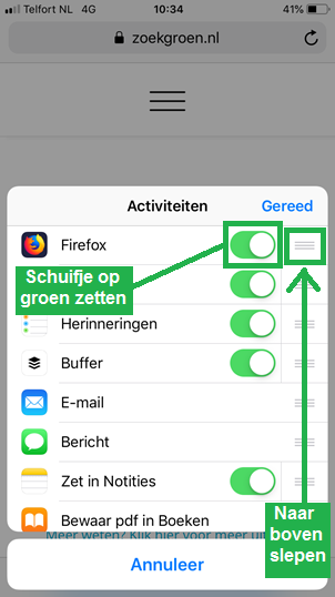 Bladwijzers kopieren van Safari app naar Firefox app (stap 4)