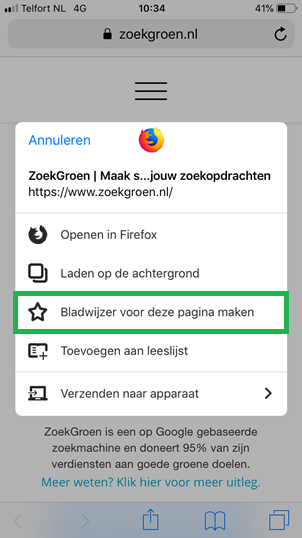 Bladwijzers kopieren van Safari app naar Firefox app (stap 6)