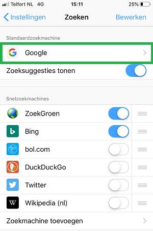 ZoekGroen instellen in Firefox-app (stap 6)