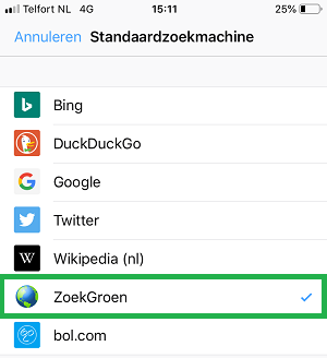 ZoekGroen instellen in Firefox-app (stap 7)