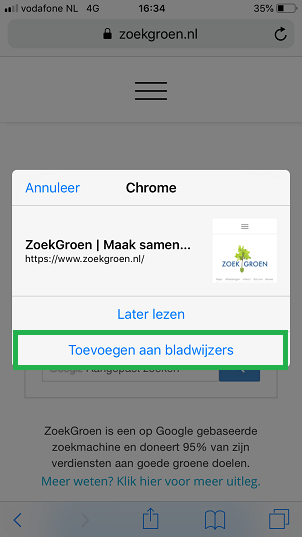 Bladwijzers kopieren van Safari app naar Chrome app (stap 6)